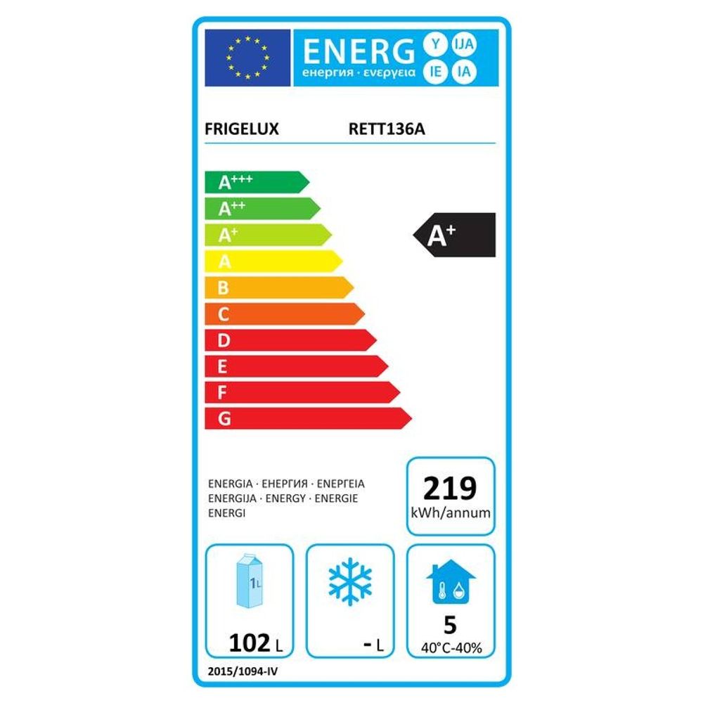 FrigeluX utekjøleskap i rustfritt stål, 102L H89cm RETT136A