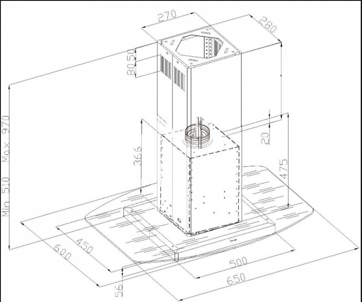 Silverline Ventilator Fellsavtrekk/Sentralventilasjon 60CM STÅL 