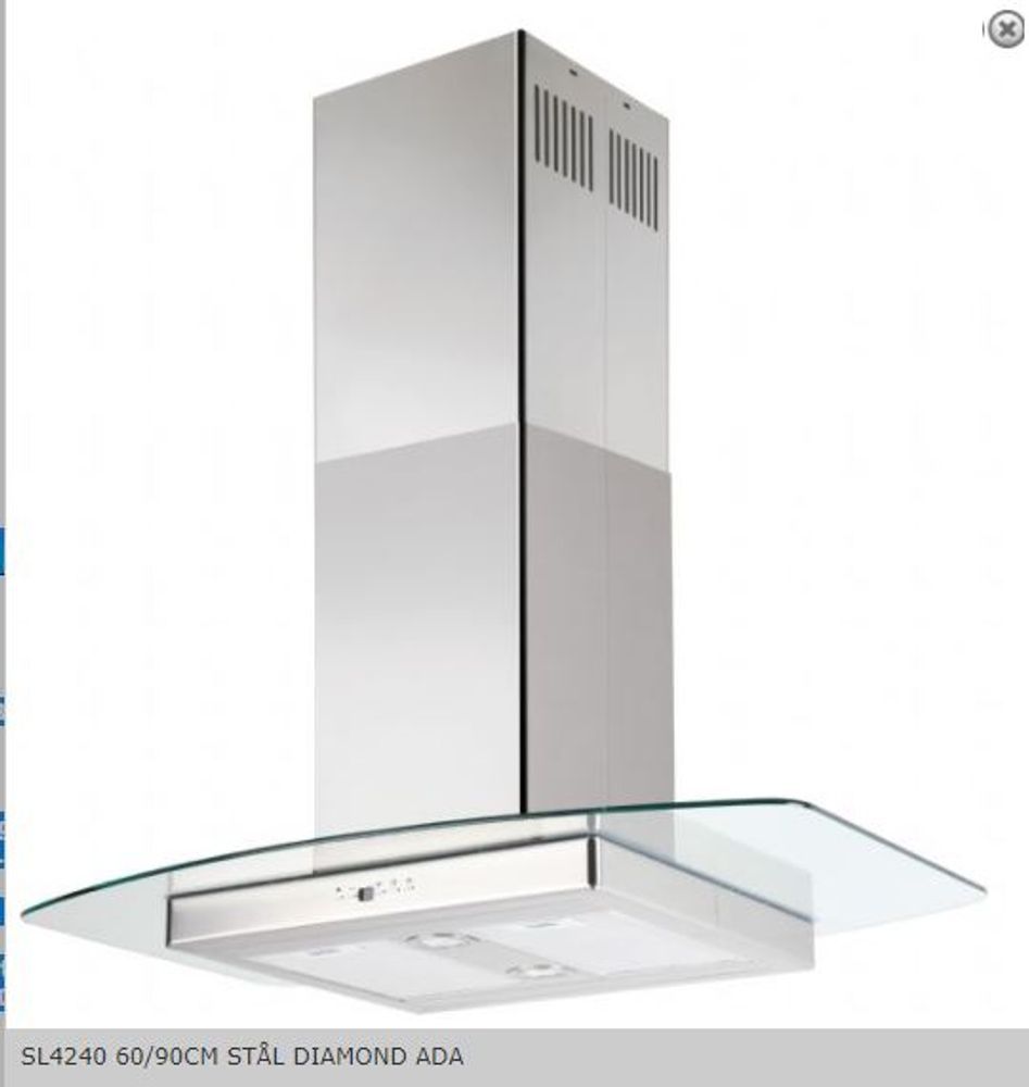 Silverline Ventilator Fritthengende modell 60 cm STÅL DIAMOND 