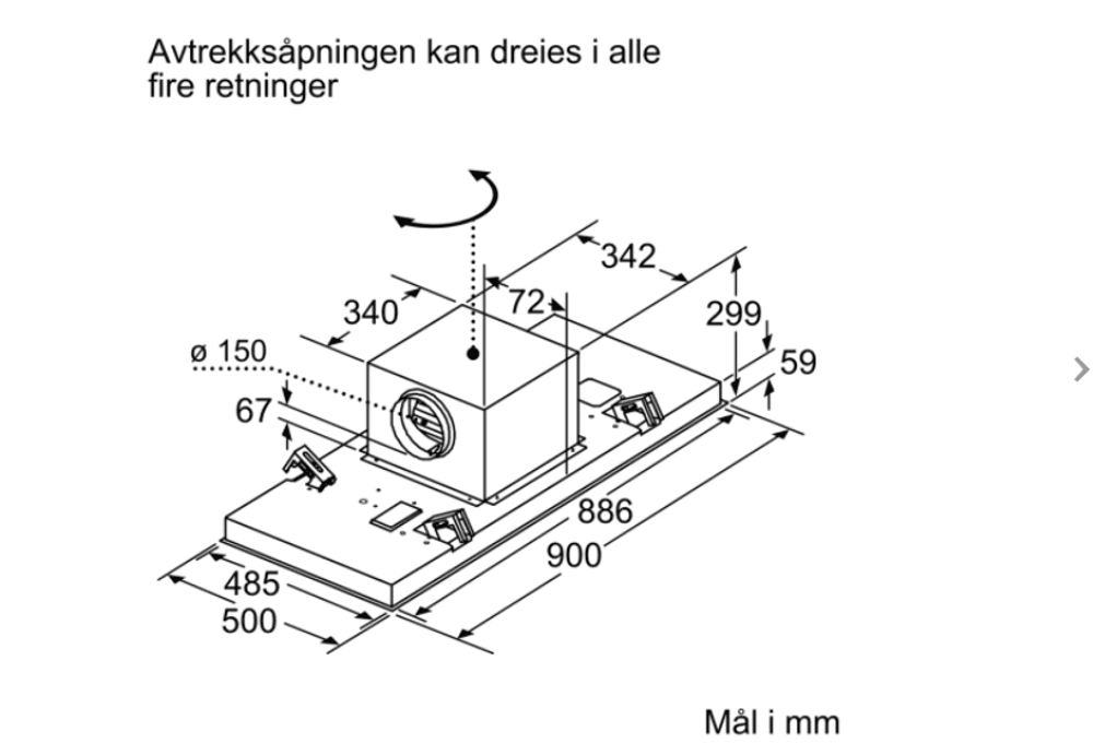 Siemens iQ500 takventilator 90 cm hvit LR97CBS20