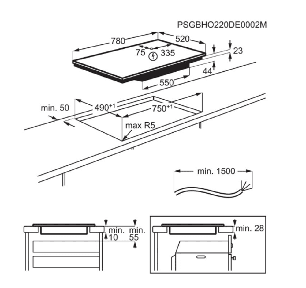 AEG platetopp induksjon 78 cm TI84IB10FB 
