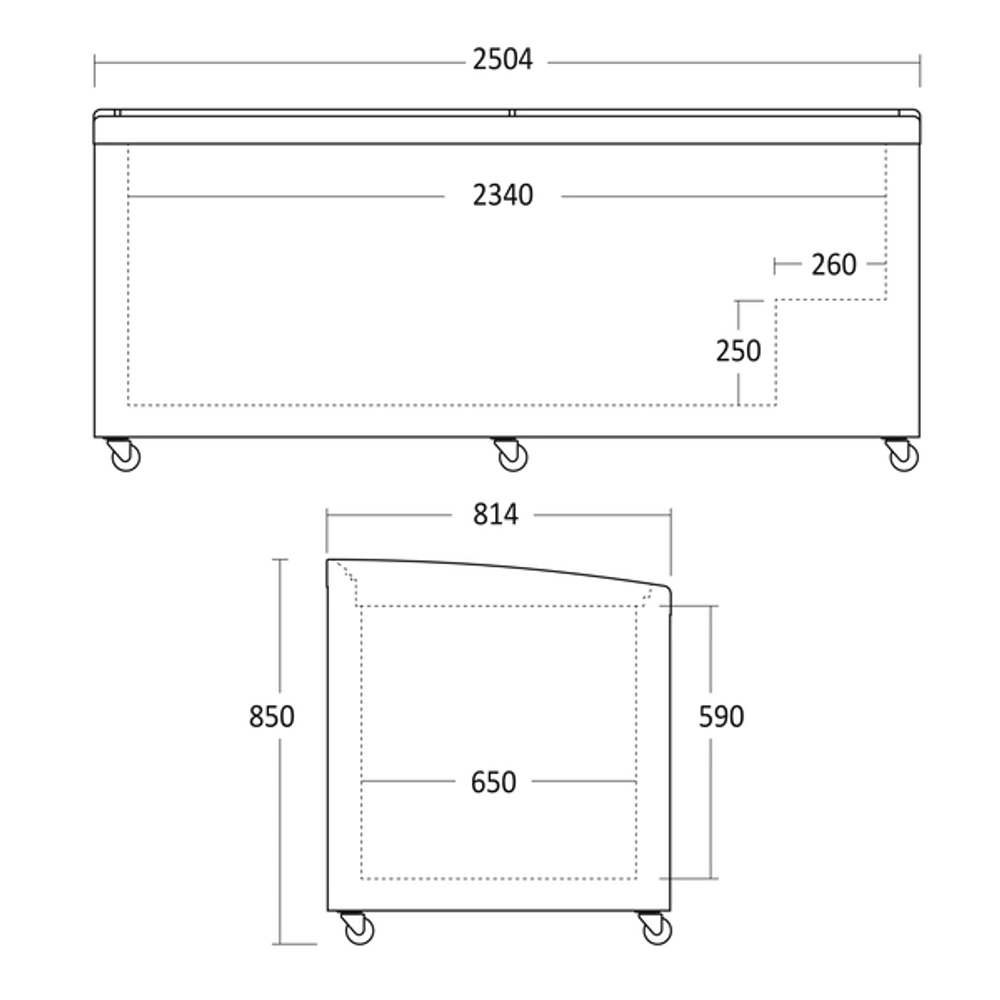 Scandomestic display fryseboks i svart 900 L SIF900D