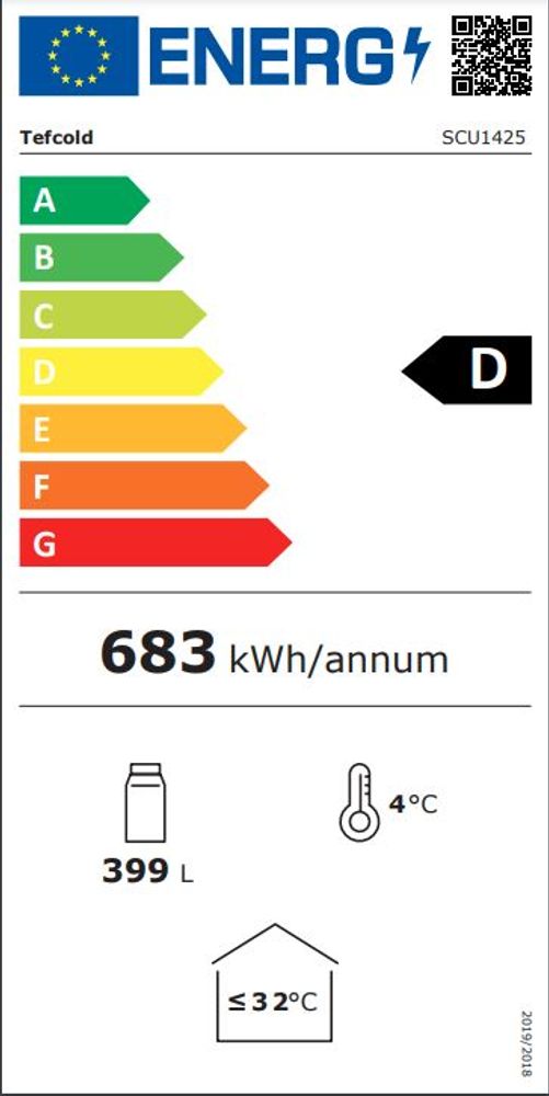 Tefcold display kjøleskap svart 199 cm SCU1425H 