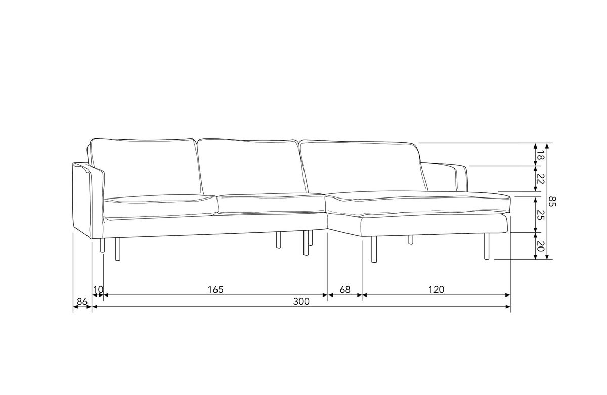 BePureHome Rodeo Chaise Lounge Right Velvet wheatfield