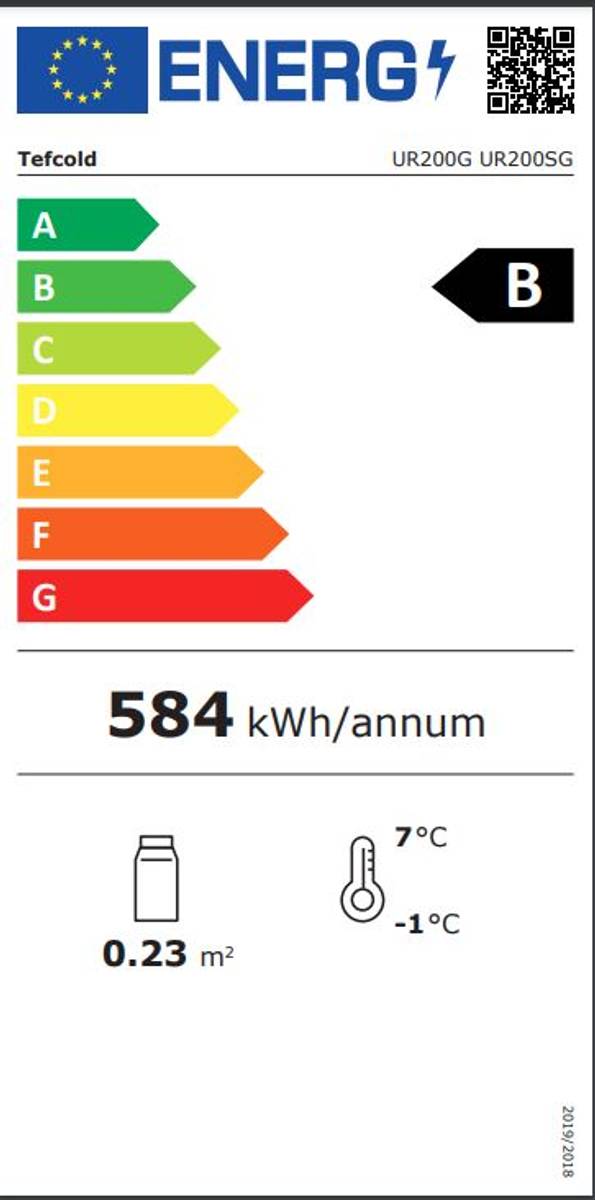 Tefcold display kjleskap hvit 85 cmUR200G 