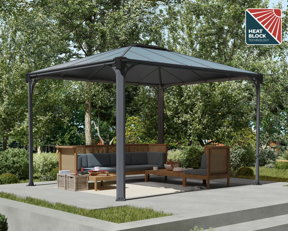 Canopia by Palram martinique paviljong 295 x 360 cm grå - inkl gardiner og netting