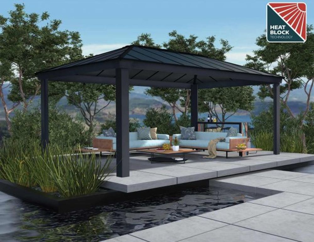 Canopia by Palram - paviljong Dallas - 360 x 607 cm - Grå - inkl gardiner og netting