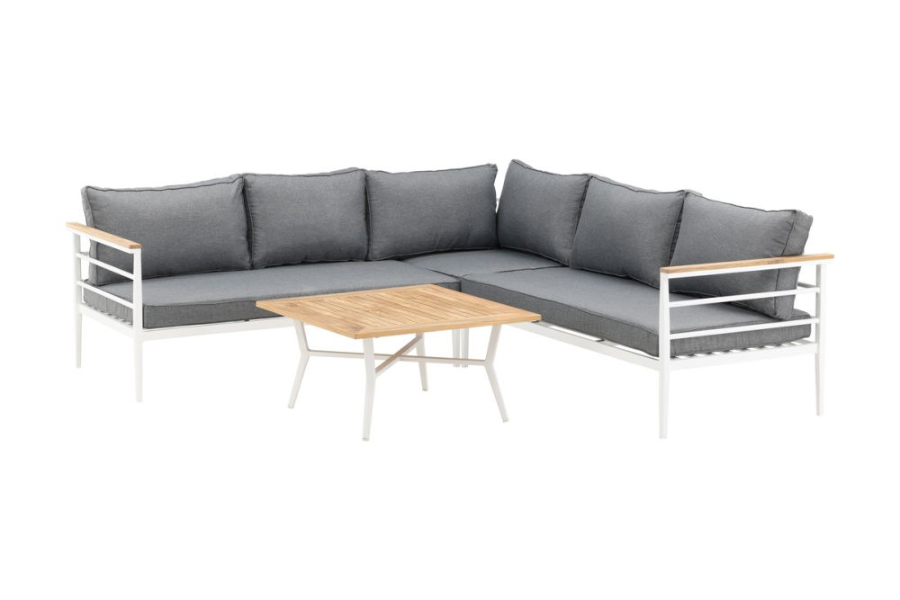 Venture Design Mexico hjørnesofa hvit alu, teak, grå 6184-400 