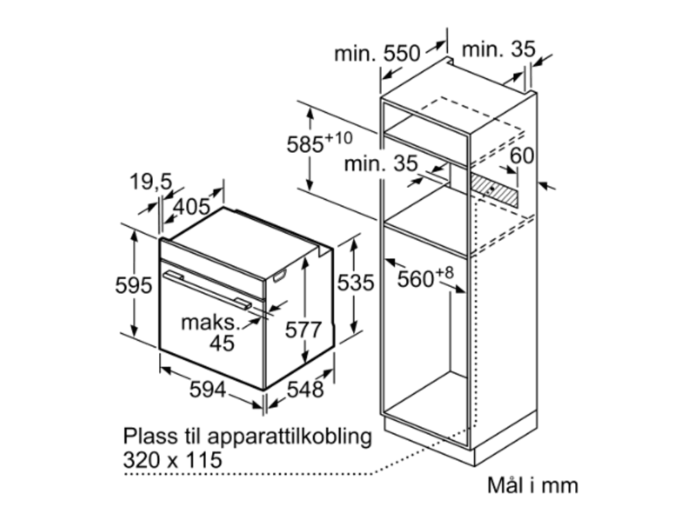 Siemens innbyggingsovn HB774GLB1 iq700 sort
