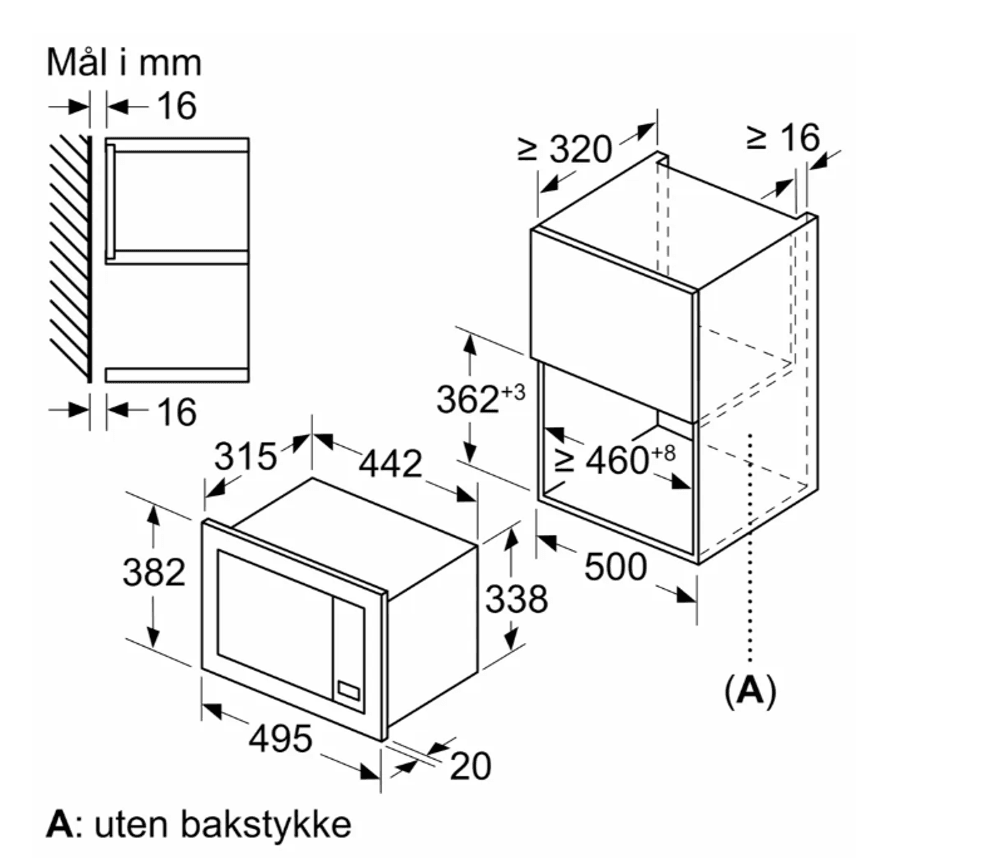 Bosch innbygging mikrobølgeovn serie 2 BFL523MB3 