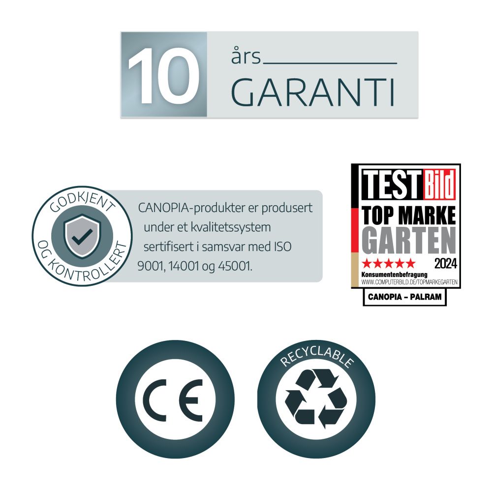 Canopia by Palram Palermo paviljong 295 x 295 cm grå - inkl gardiner og netting