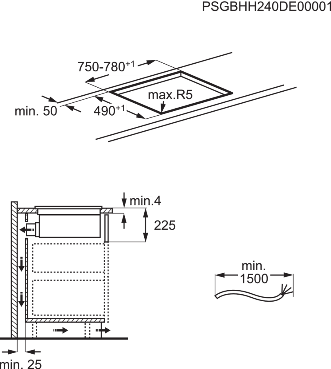 AEG Induksjonstopp med integrert ventilator 80 cm TH84CC23CZ 949598326