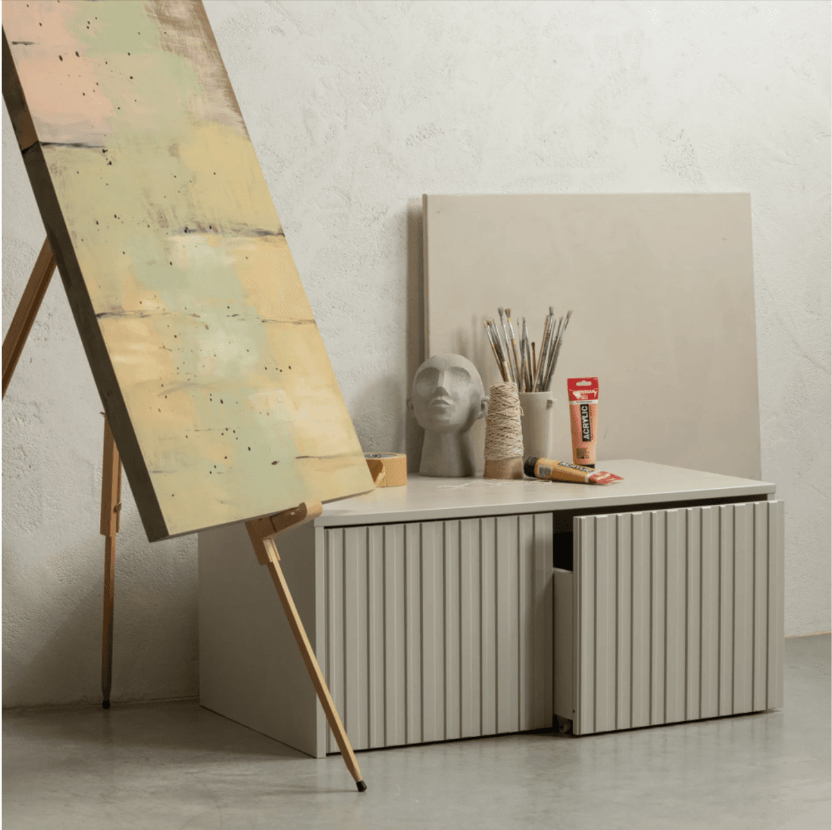 WOOOD oppbevaringsbenk 88 cm dust furu 374040-D