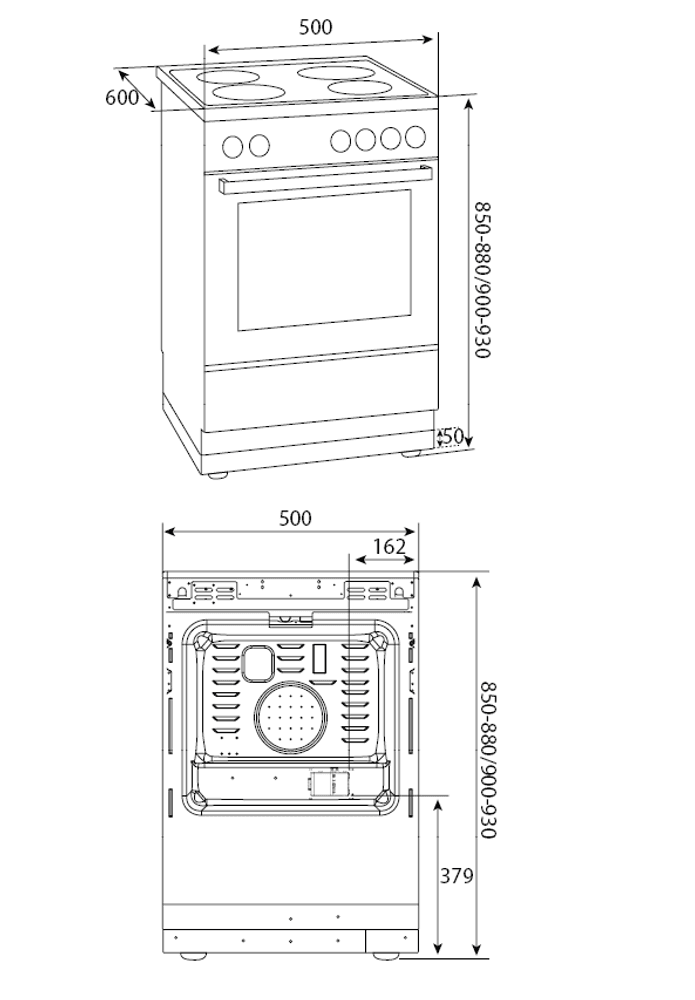 Vestfrost komfyr hvit 50 cm 18022