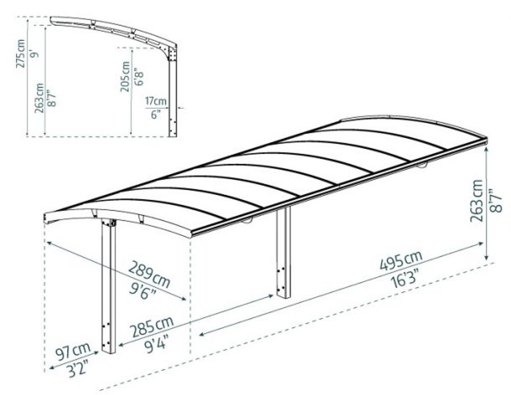 Canopia by Palram Carport Arizona Breeze 495 x 289 cm Grå