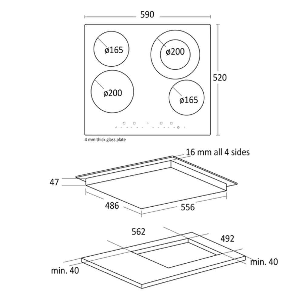 Scandomestic keramisk platetopp 59 cm K 62