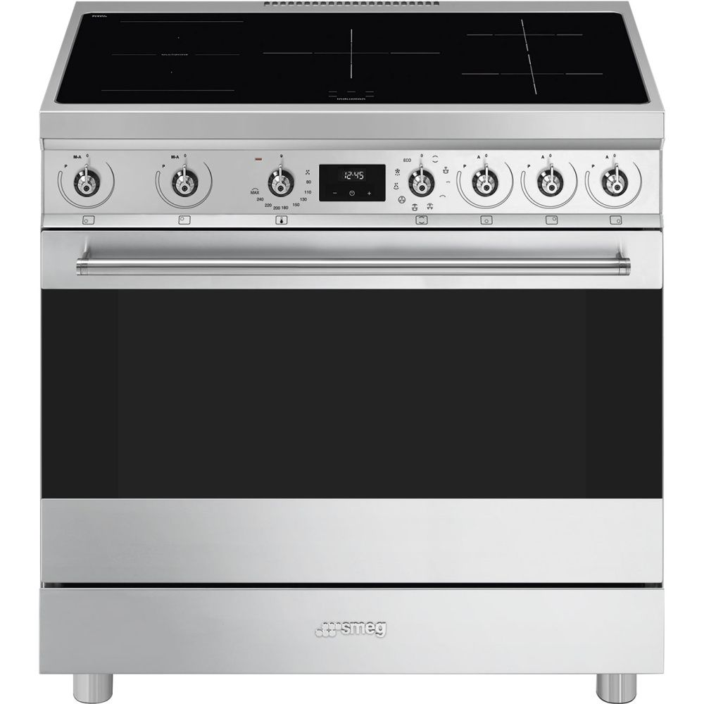 Smeg induksjonskomfyr rustfritt stål 90 cm 
