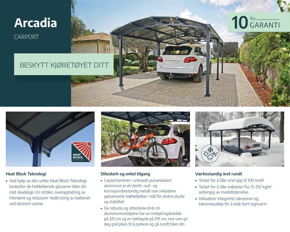 Canopia by Palram Carport Arcadia 1077 x 359 cm grå