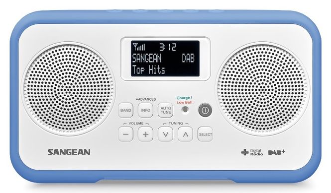 Hovedbilde Sangean dab radio DPR77 hvit og blå Traveller 760 340077B