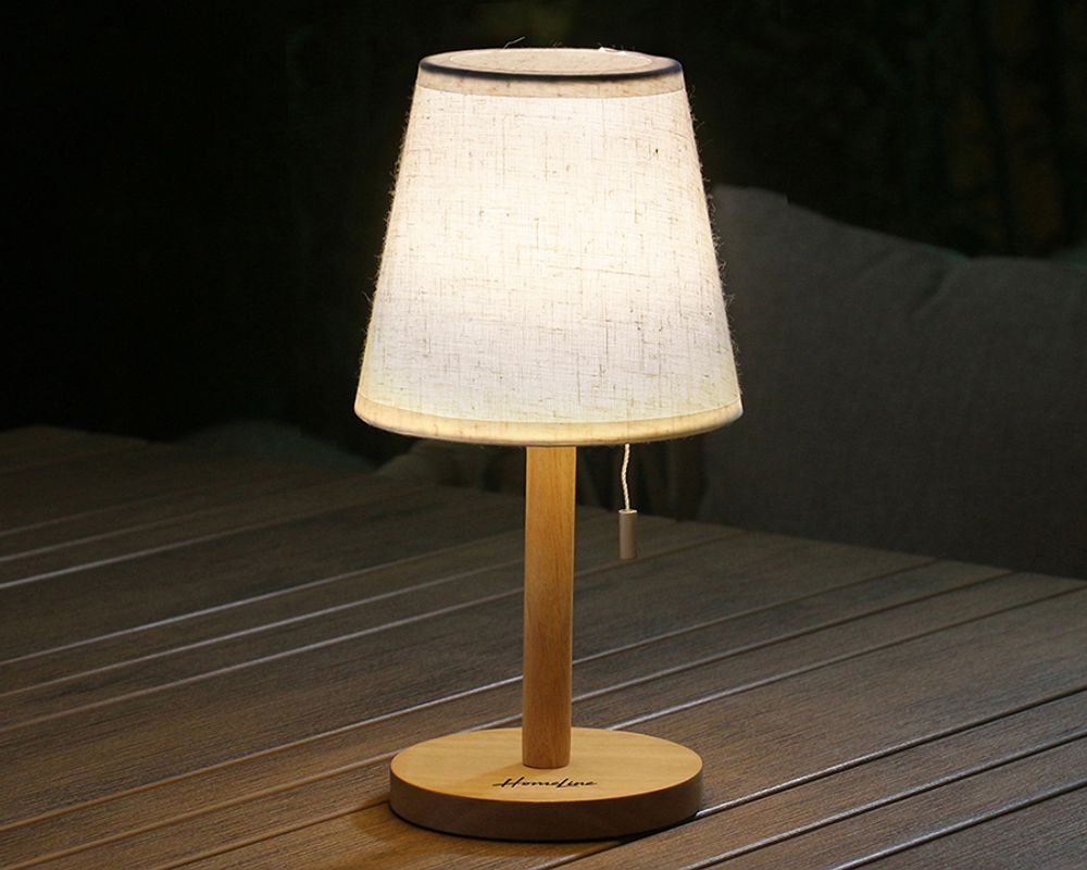 Homeline bordlampe trefot, beige skjerm 3 nivåer 451625 