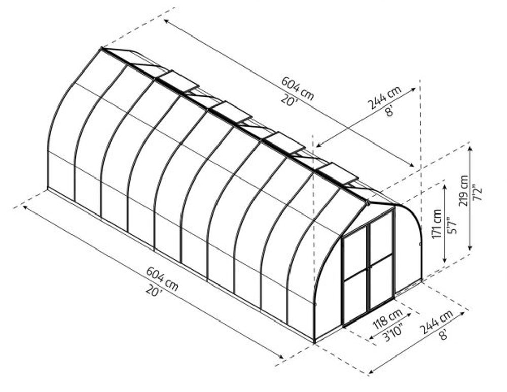 Canopia by Palram Bella drivhus 604 X 244 cm sølv