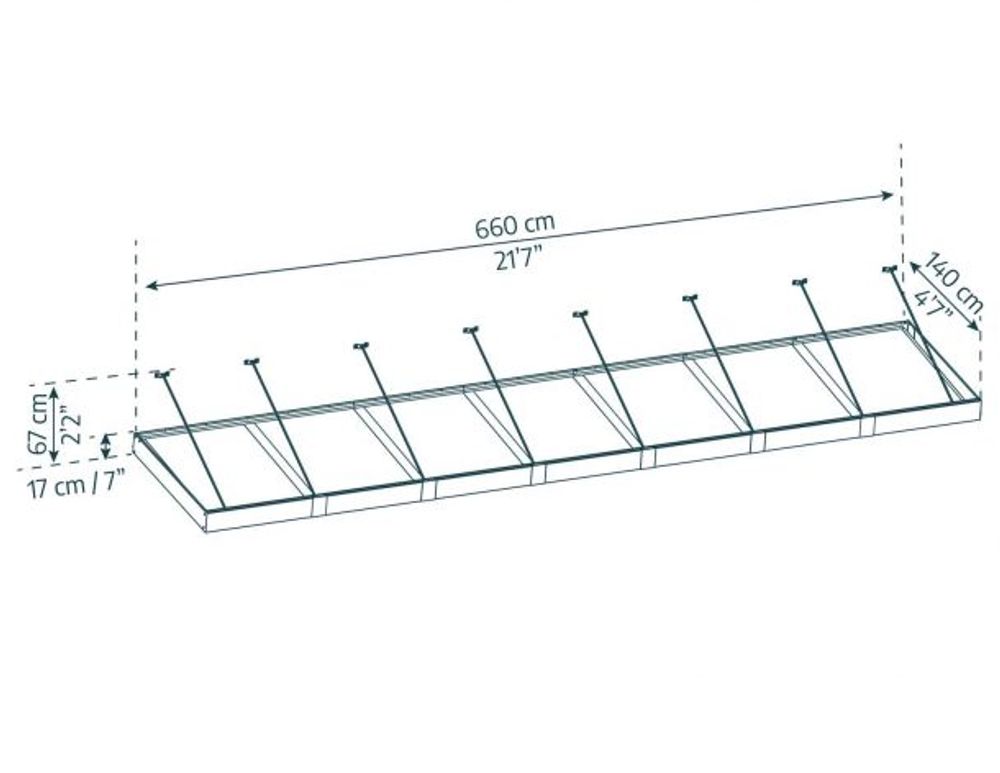 Canopia by Palram overbygg inngangsparti Sophia XL 140 x 660 cm grå/klar