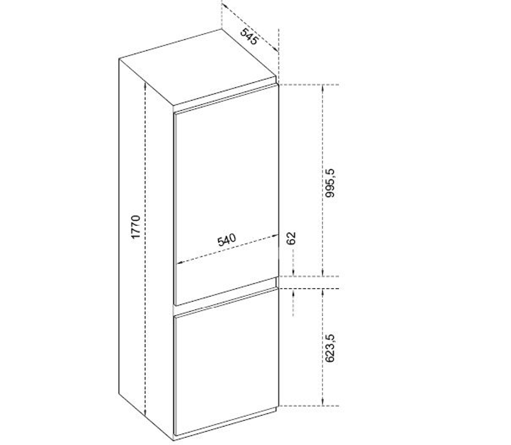 Vestfrost integrert kombiskap 177 cm 38 db VICF 30177 S 
