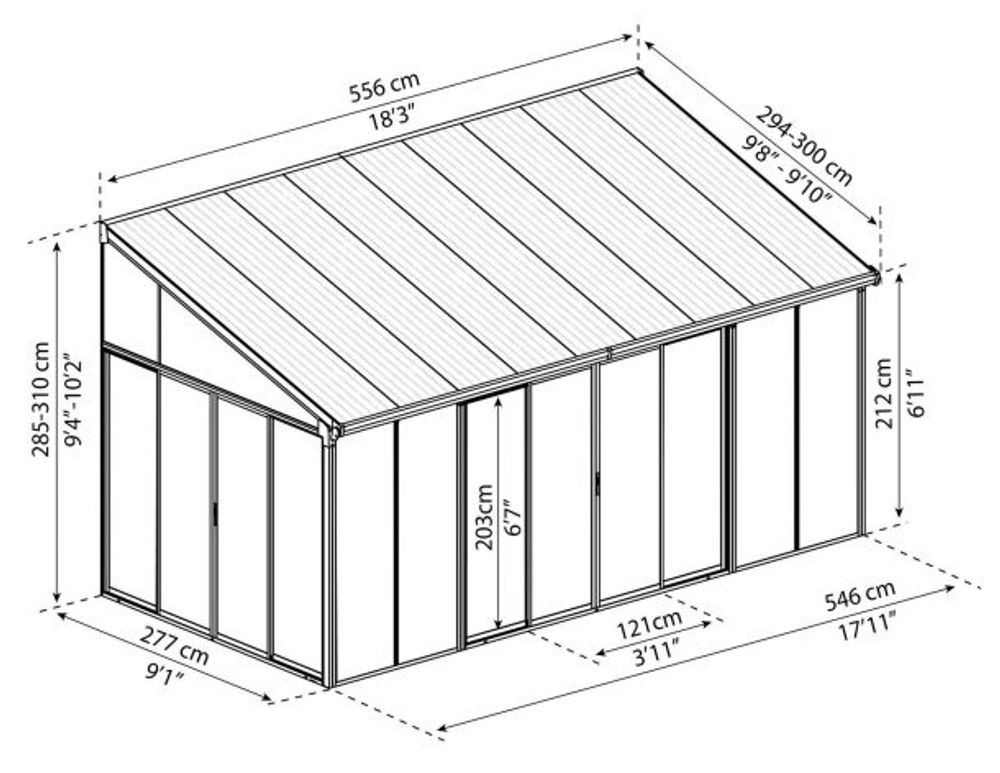 Canopia by Palram Sanremo veranda 300 x 556 cm grå