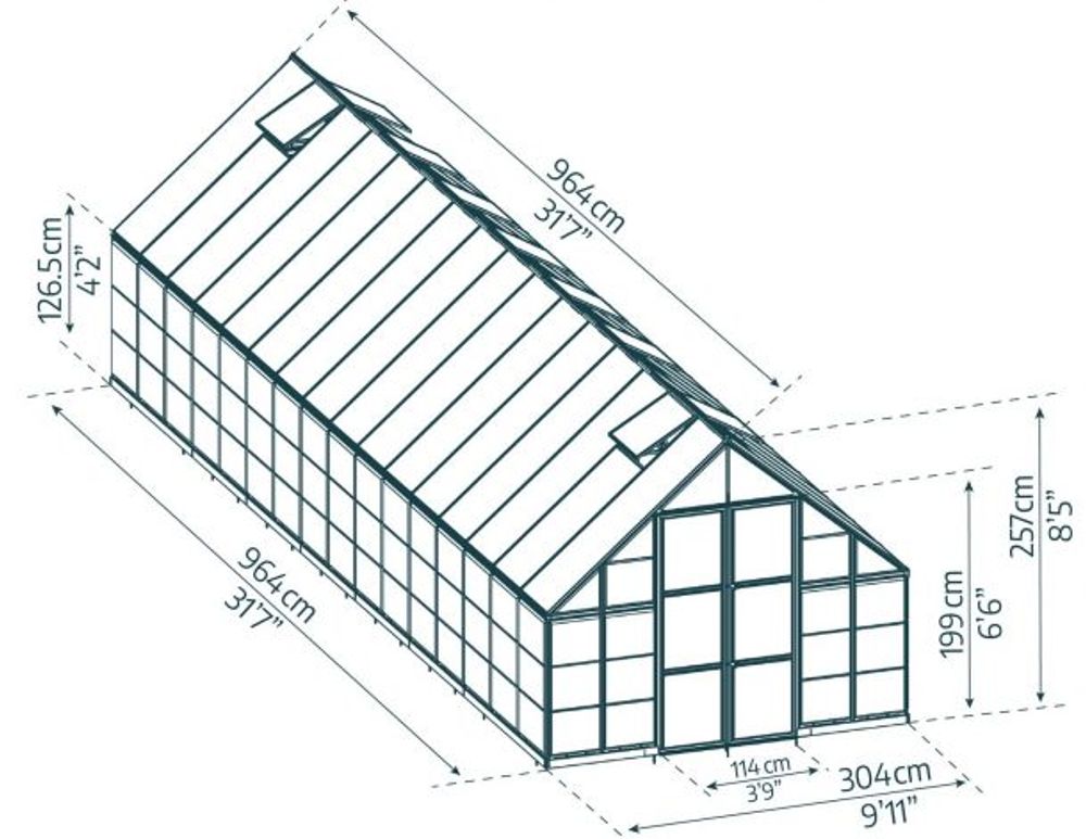 Canopia by Palram Balance drivhus 964 x 304 cm Sølv