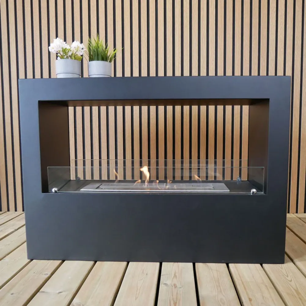 ScandiFlames Lansing sort frittstående biopeis