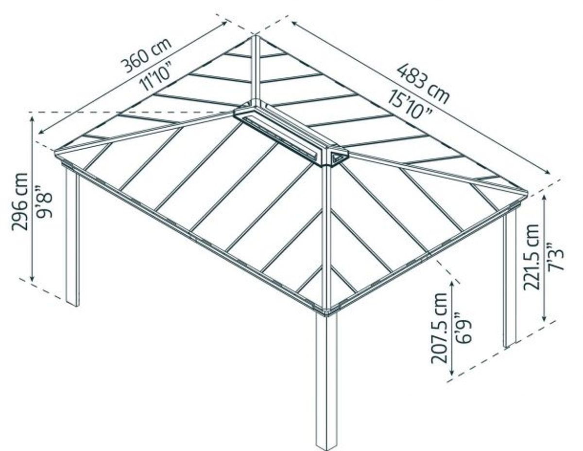 Canopia by Palram - Gazebo Dallas - 360 x 483 cm - Grå