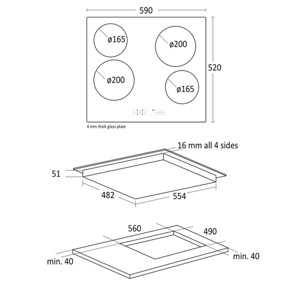 Scandomestic keramisk platetopp 59 cm K 61