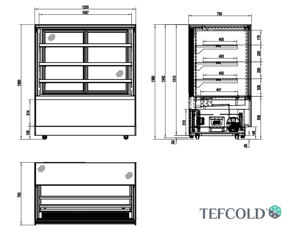 Tefcold display kjølemonter Sort 120 cm – PDA3-CTF120B-1